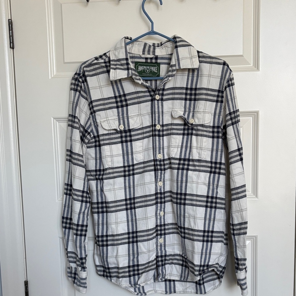 American Eagle Outfitters Kids Plaid Button-Down Shirt - Black and White